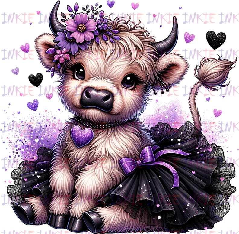 Purple Tutu and White Cow with earring