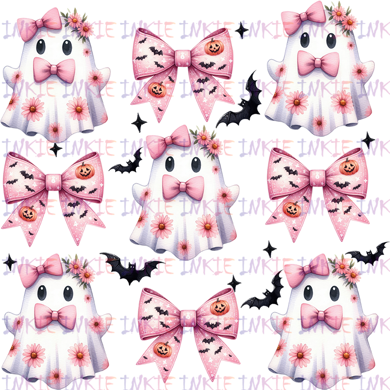 Pink Daisy Ghosts and Bats